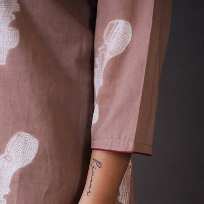 Brown - Authentic Shibori Tie-Dye Copper Rose Long Kurta