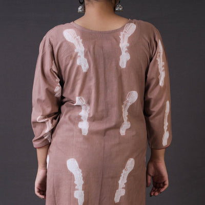 Brown - Authentic Shibori Tie-Dye Copper Rose Long Kurta
