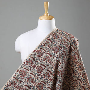 Brown - Pedana Kalamkari Hand Block Printed Cotton Fabric