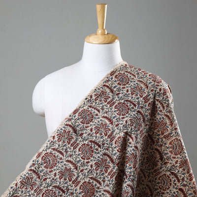Brown - Pedana Kalamkari Hand Block Printed Cotton Fabric
