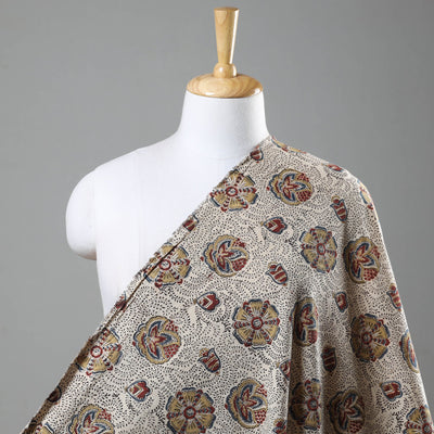 Beige - Pedana Kalamkari Hand Block Printed Cotton Fabric