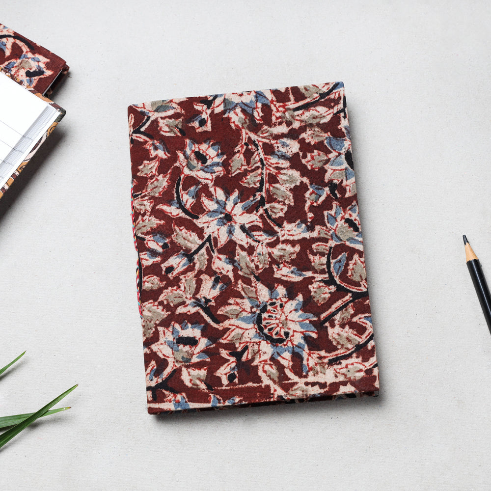 Brown - Kalamkari Fabric Cover Handmade Paper Notebook (18 x 13 cm)