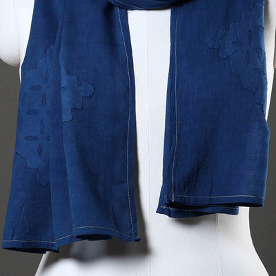Blue - Barmer Applique Cut Work Mul Cotton Stole
