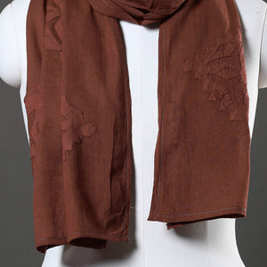Brown - Barmer Applique Cut Work Mul Cotton Stole