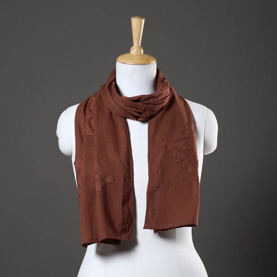 Brown - Barmer Applique Cut Work Mul Cotton Stole