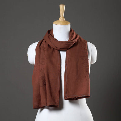 Brown - Barmer Applique Cut Work Mul Cotton Stole