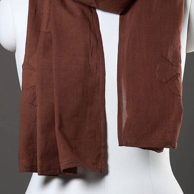 Brown - Barmer Applique Cut Work Mul Cotton Stole