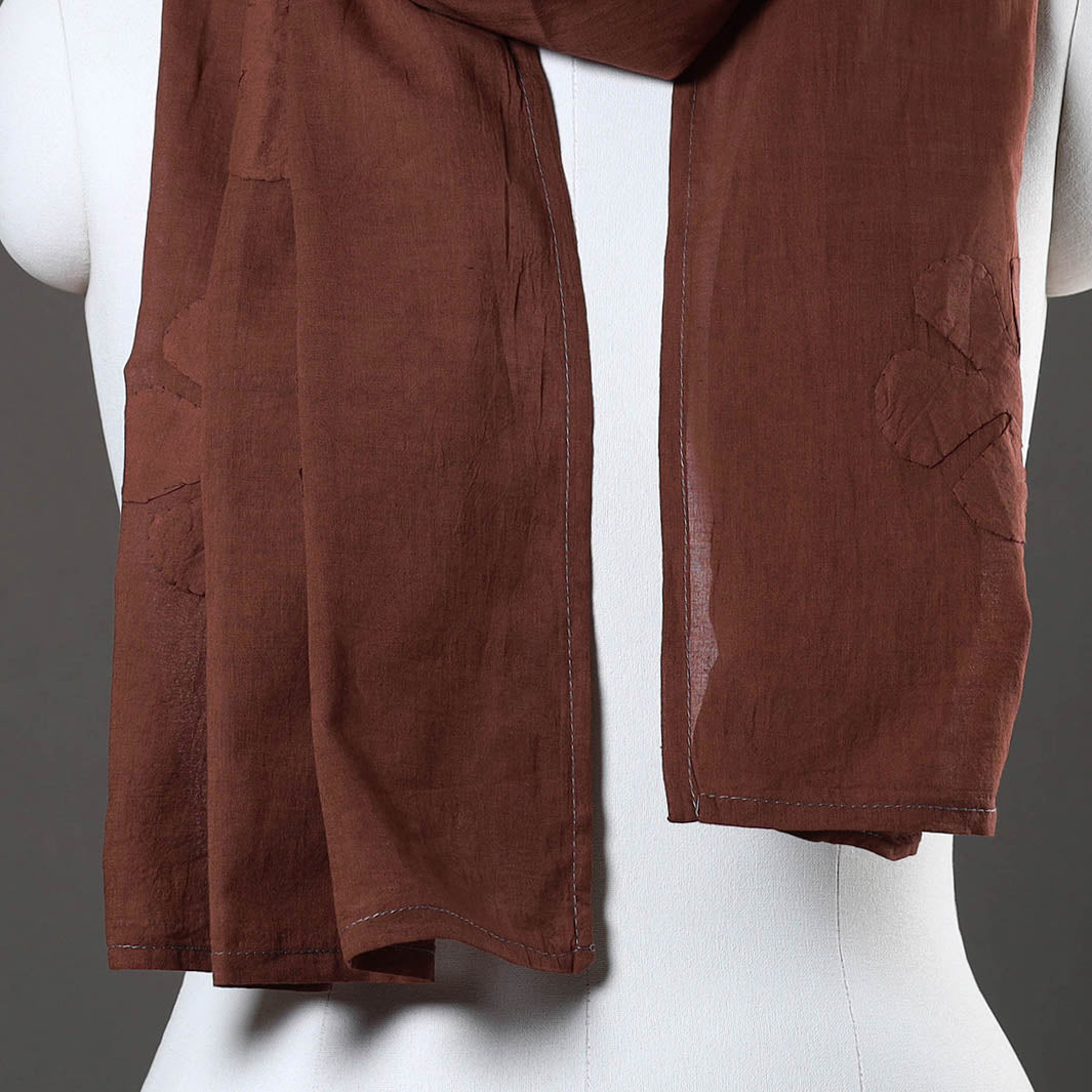 Brown - Barmer Applique Cut Work Mul Cotton Stole
