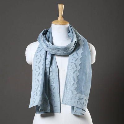 Blue - Barmer Applique Cut Work Cotton Stole