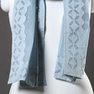 Blue - Barmer Applique Cut Work Cotton Stole 06