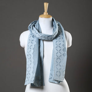 Blue - Barmer Applique Cut Work Cotton Stole 06