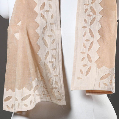 Brown - Barmer Applique Cut Work Cotton Stole 02