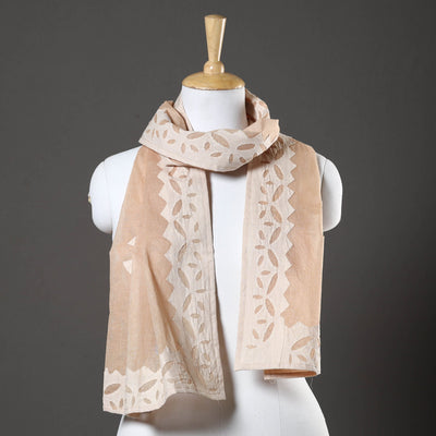 Brown - Barmer Applique Cut Work Cotton Stole 02