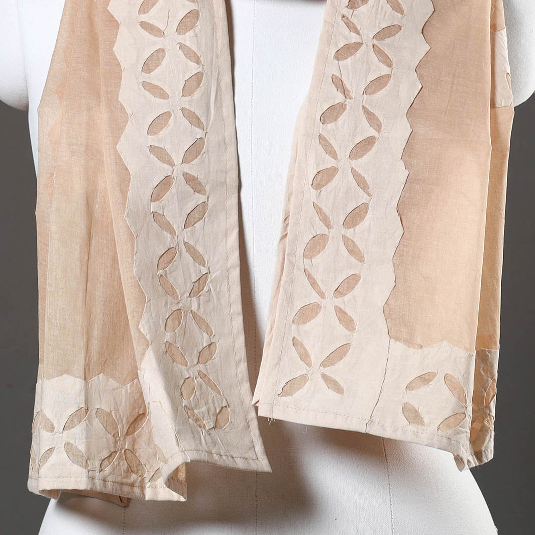 Brown - Barmer Applique Cut Work Cotton Stole 09
