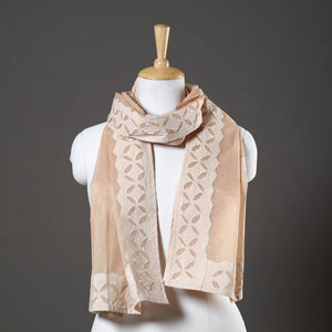 Brown - Barmer Applique Cut Work Cotton Stole 09