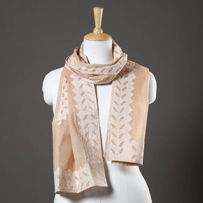 Brown - Barmer Applique Cut Work Cotton Stole 04