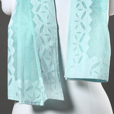 Blue - Barmer Applique Cut Work Cotton Stole 25