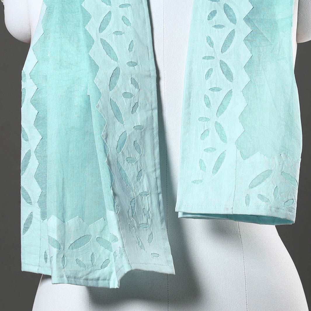 Blue - Barmer Applique Cut Work Cotton Stole 25