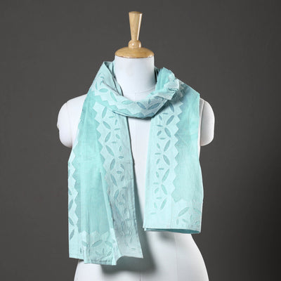 Blue - Barmer Applique Cut Work Cotton Stole 25