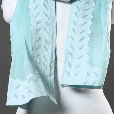 Blue - Barmer Applique Cut Work Cotton Stole 14