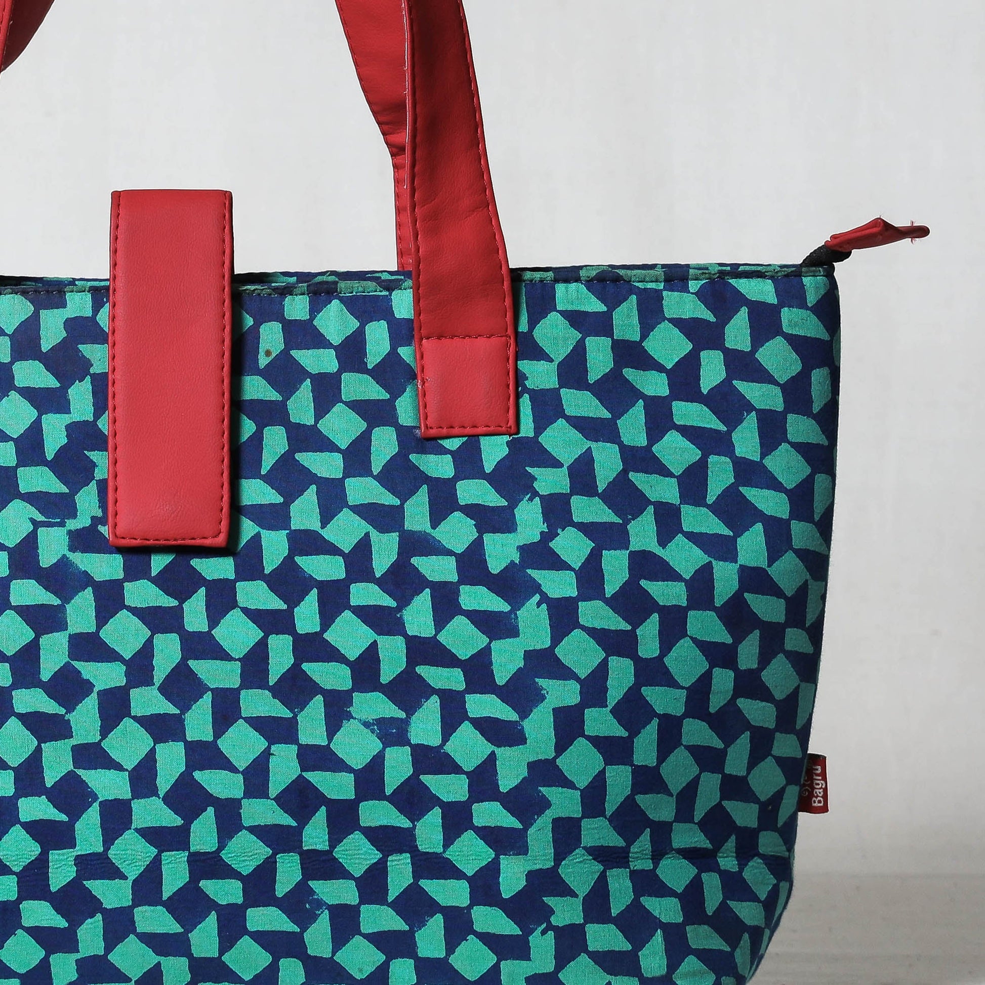 Blue - Bagru Block Printed Cotton Shoulder Bag