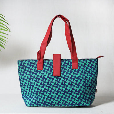 Blue - Bagru Block Printed Cotton Shoulder Bag