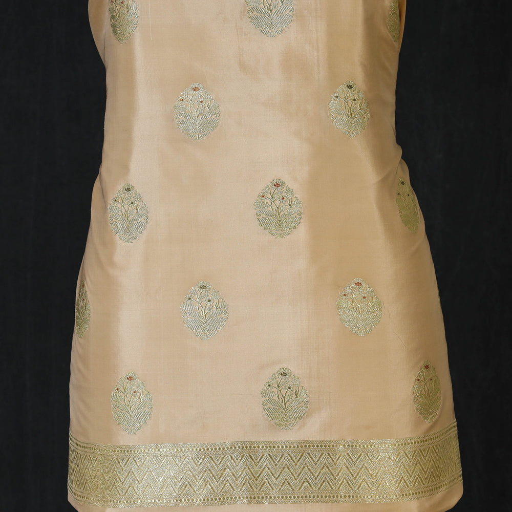 Beige - Handwoven Katan Silk 3pc Banarasi Dress Material