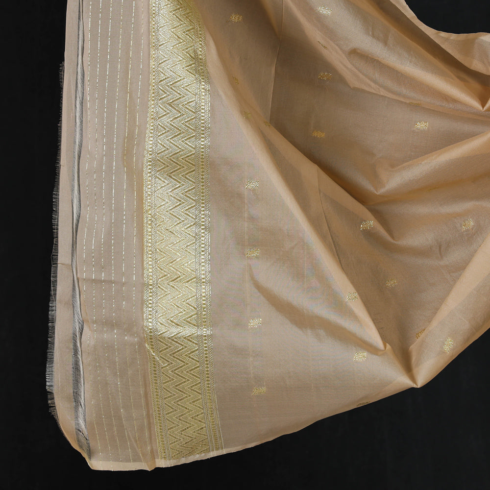 Beige - Handwoven Katan Silk 3pc Banarasi Dress Material
