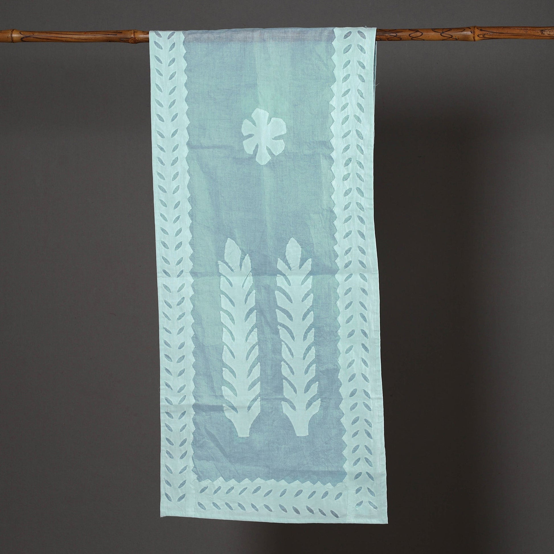 Blue - Barmer Applique Cut Work Cotton Stole 25