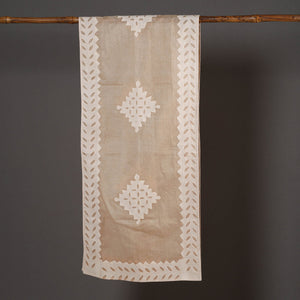Brown - Barmer Applique Cut Work Cotton Stole 04