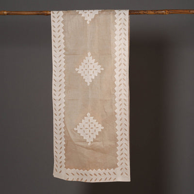 Brown - Barmer Applique Cut Work Cotton Stole 04