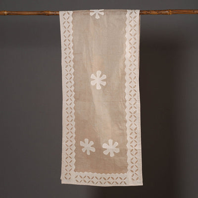 Brown - Barmer Applique Cut Work Cotton Stole 09