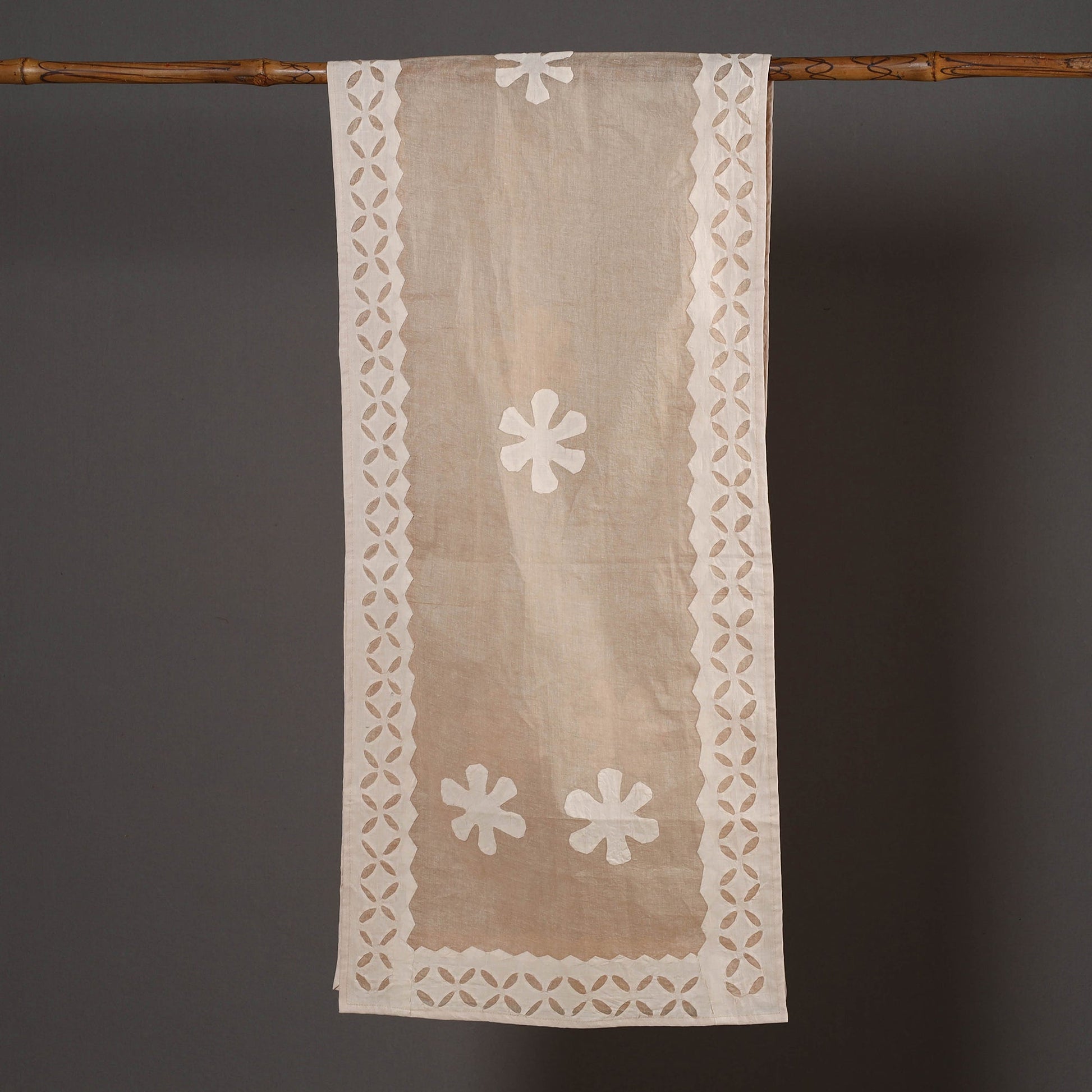 Brown - Barmer Applique Cut Work Cotton Stole 09