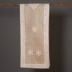 Brown - Barmer Applique Cut Work Cotton Stole 02