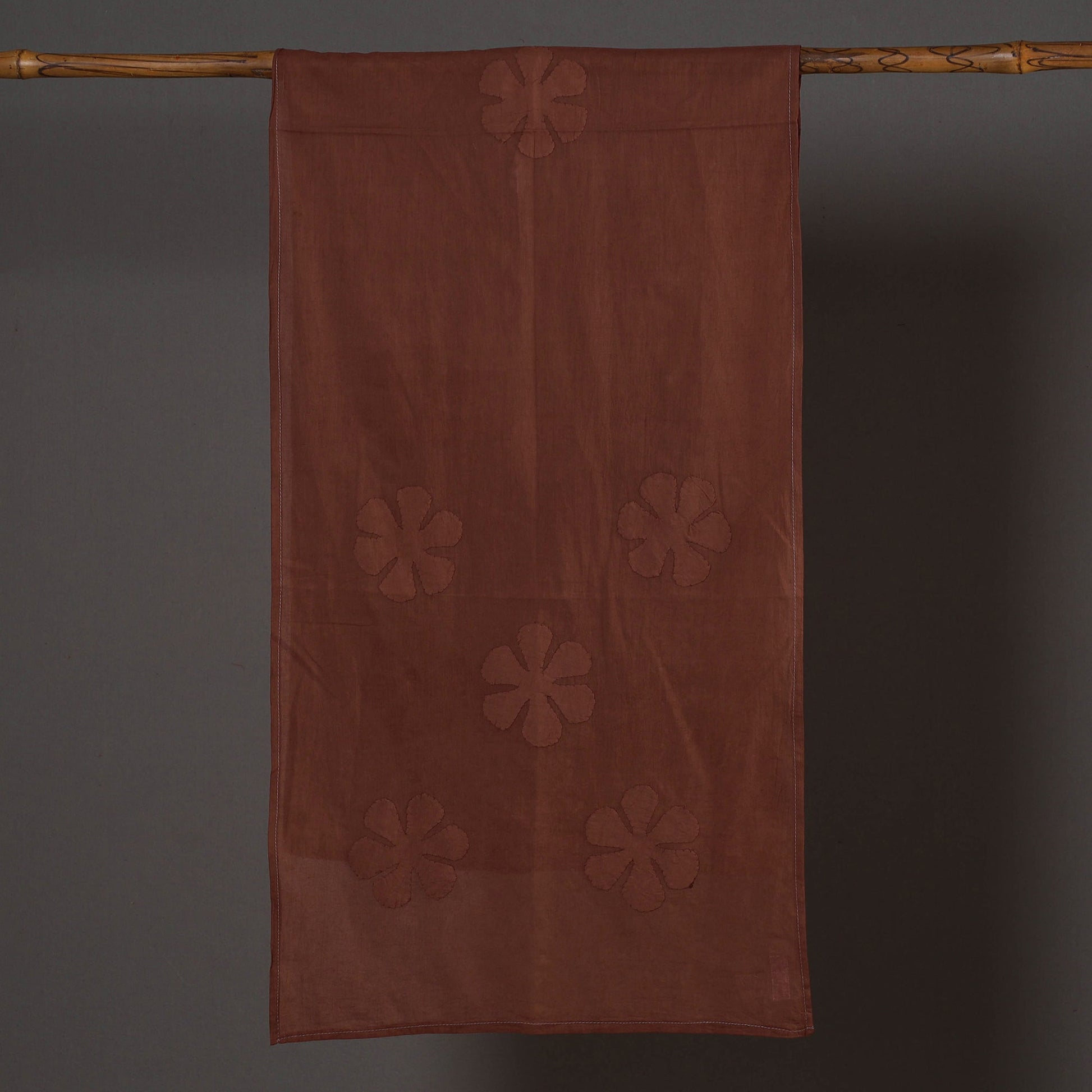 Brown - Barmer Applique Cut Work Mul Cotton Stole