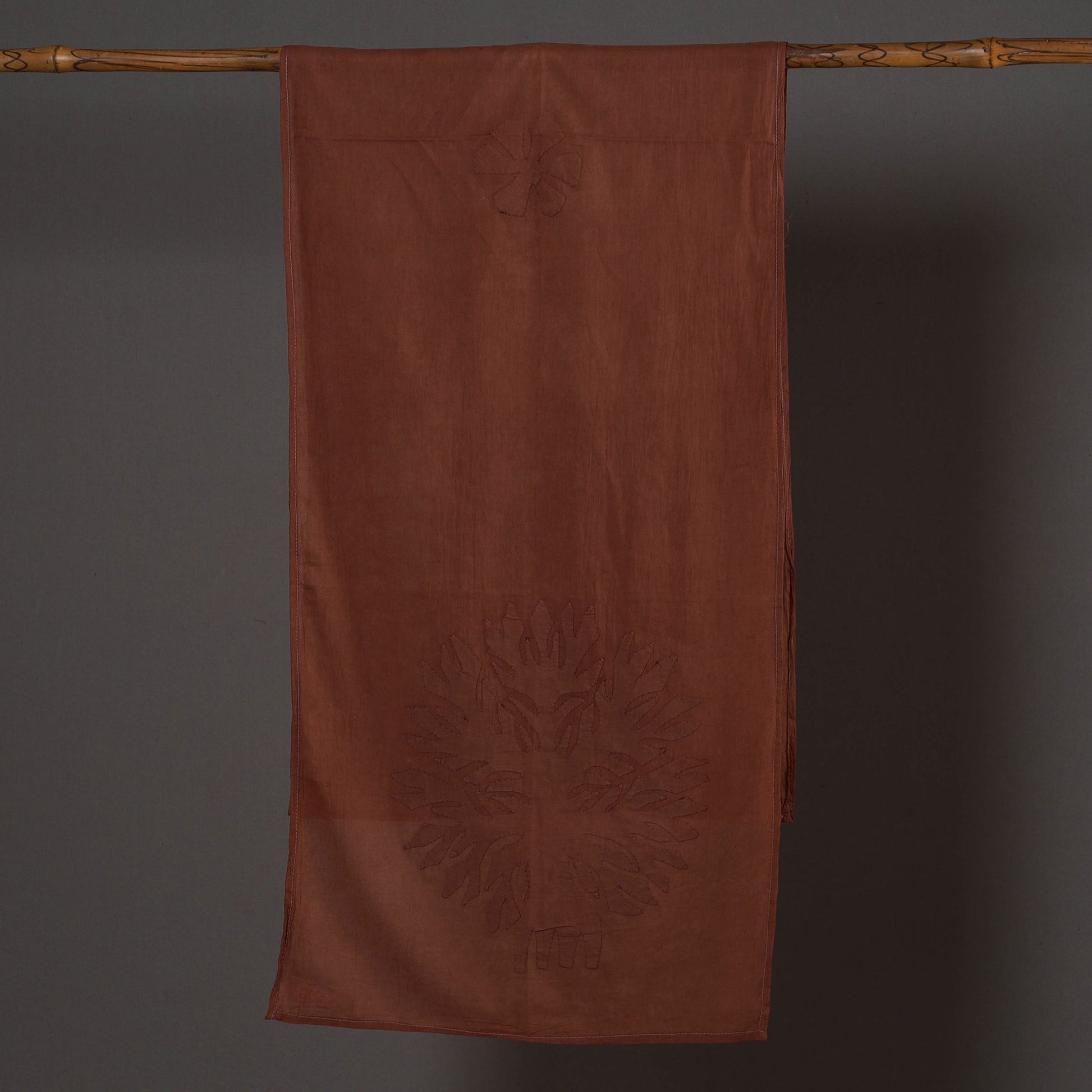 Brown - Barmer Applique Cut Work Mul Cotton Stole