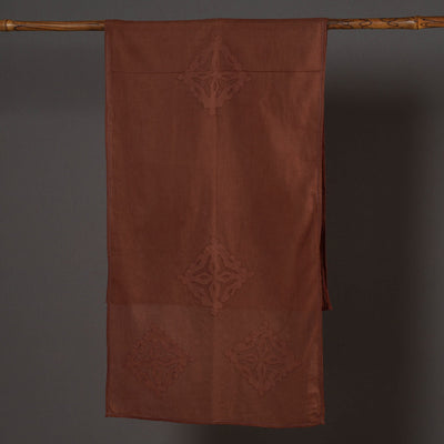 Brown - Barmer Applique Cut Work Mul Cotton Stole