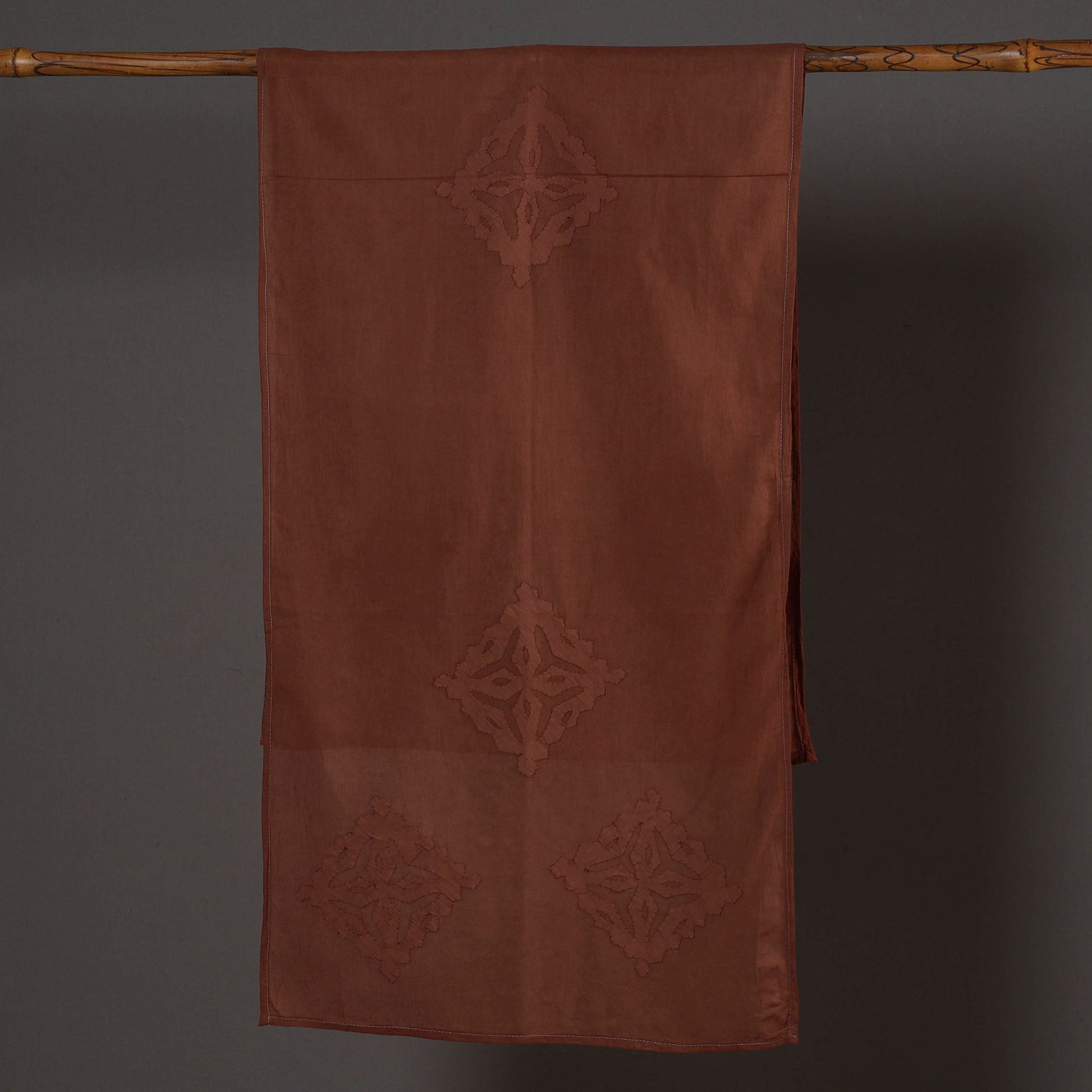 Brown - Barmer Applique Cut Work Mul Cotton Stole