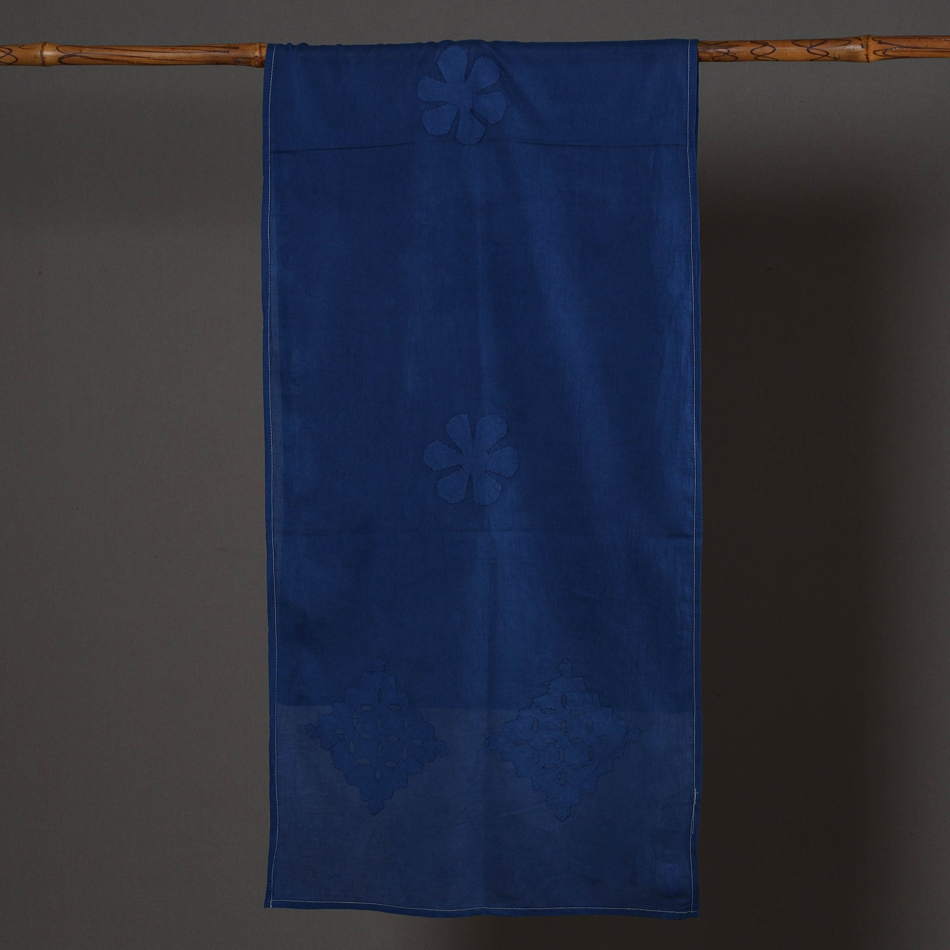 Blue - Barmer Applique Cut Work Mul Cotton Stole