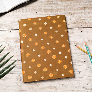 Brown - Bandhani Cover Handmade Paper Notebook (9 x 7 in)