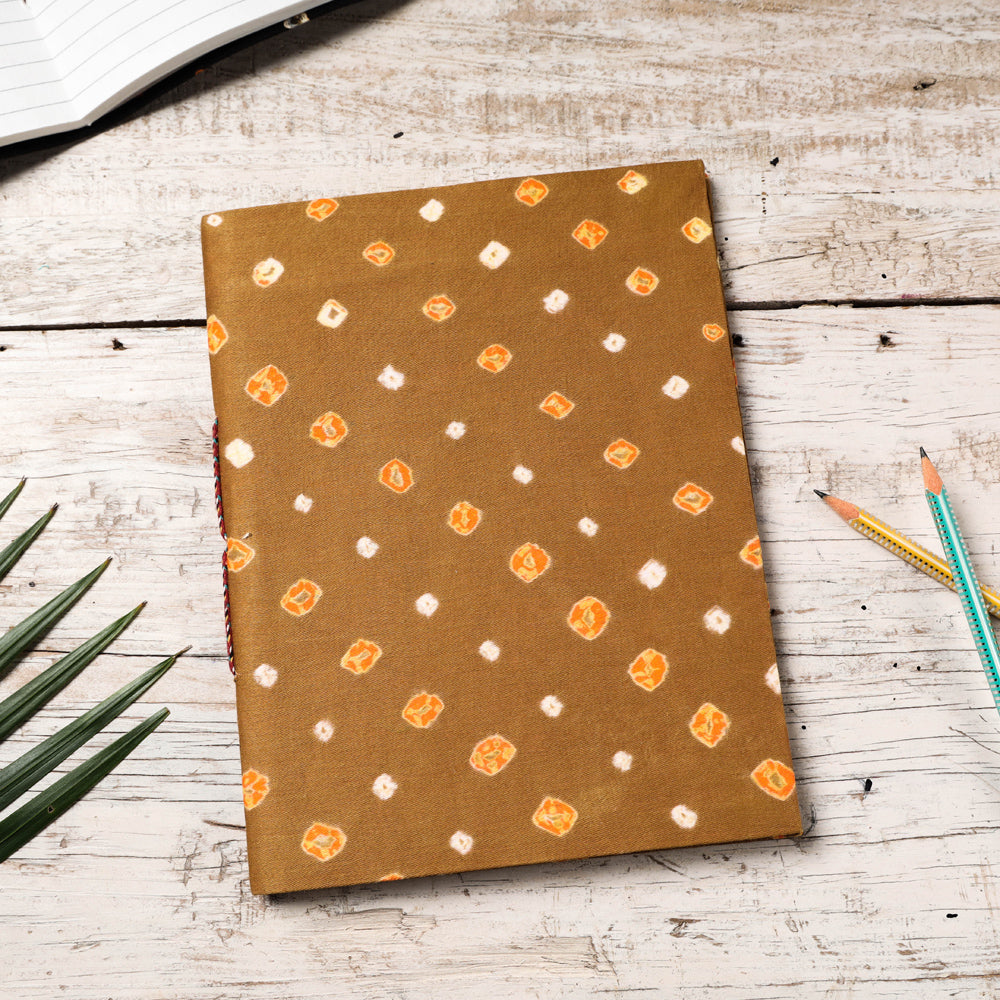 Brown - Bandhani Cover Handmade Paper Notebook (9 x 7 in)