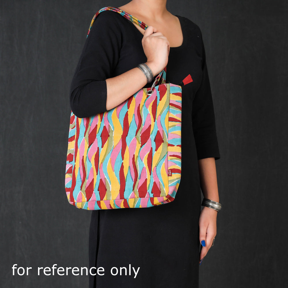 Blue - Bagru Block Printed Cotton Shoulder Bag