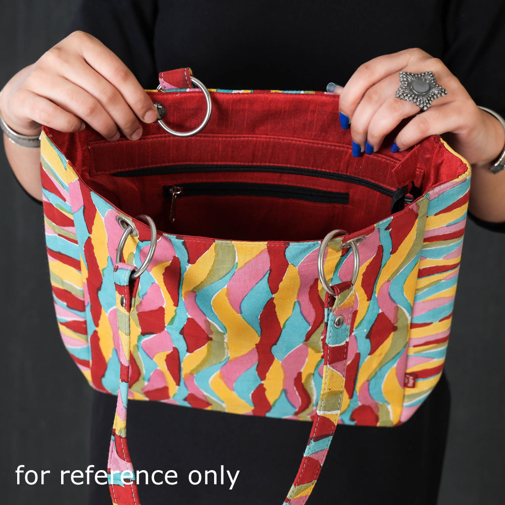 Blue - Bagru Block Printed Cotton Shoulder Bag