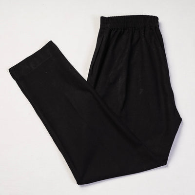 Black - Cotton Tapered Casual Pant for Women