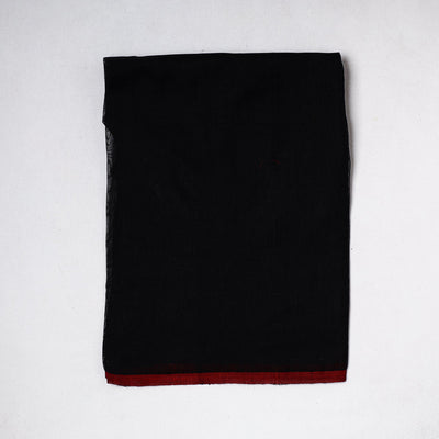 Black - Traditional Chanderi Silk Handloom Precut Fabric(1 meter)