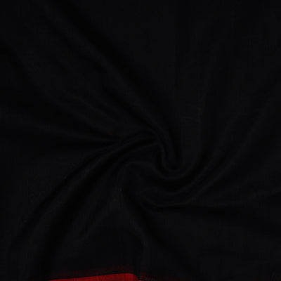 Black - Traditional Chanderi Silk Handloom Precut Fabric(1 meter)