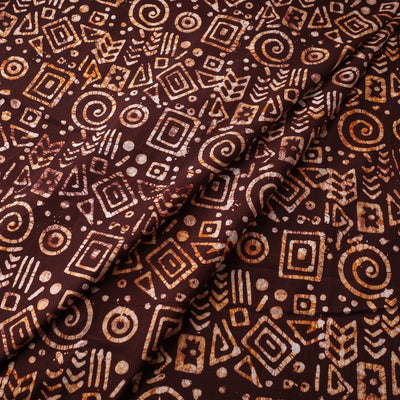 Brown - Hand Printed Cotton Batik Fabric