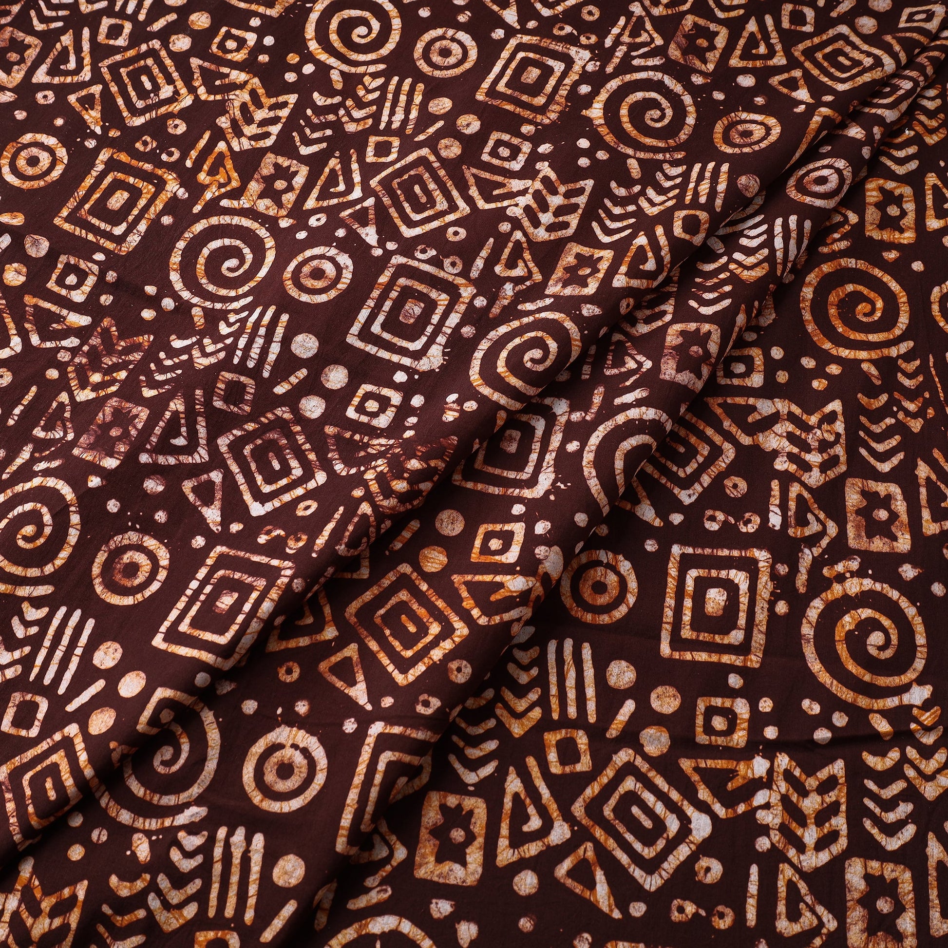 Brown - Hand Printed Cotton Batik Fabric