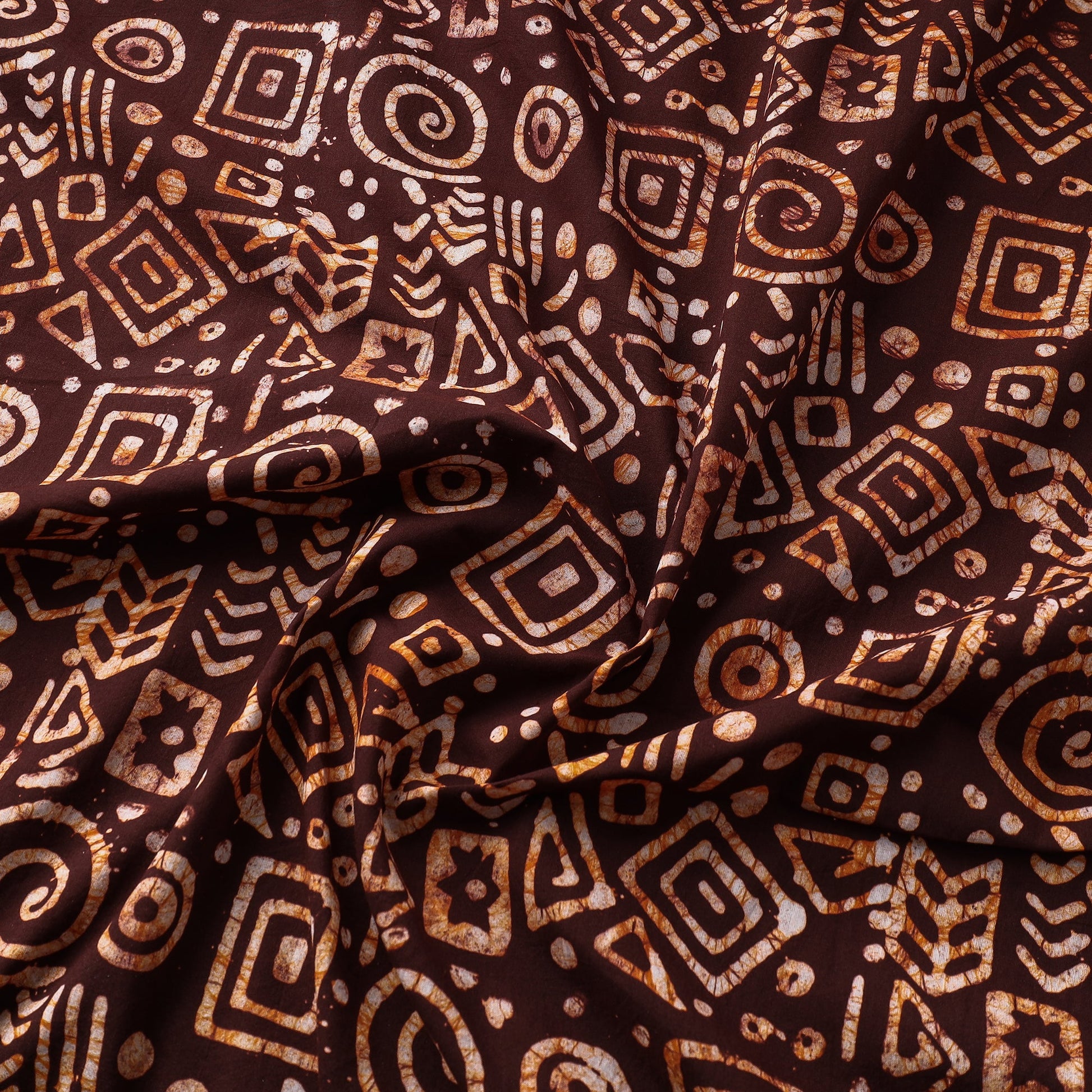Brown - Hand Printed Cotton Batik Fabric