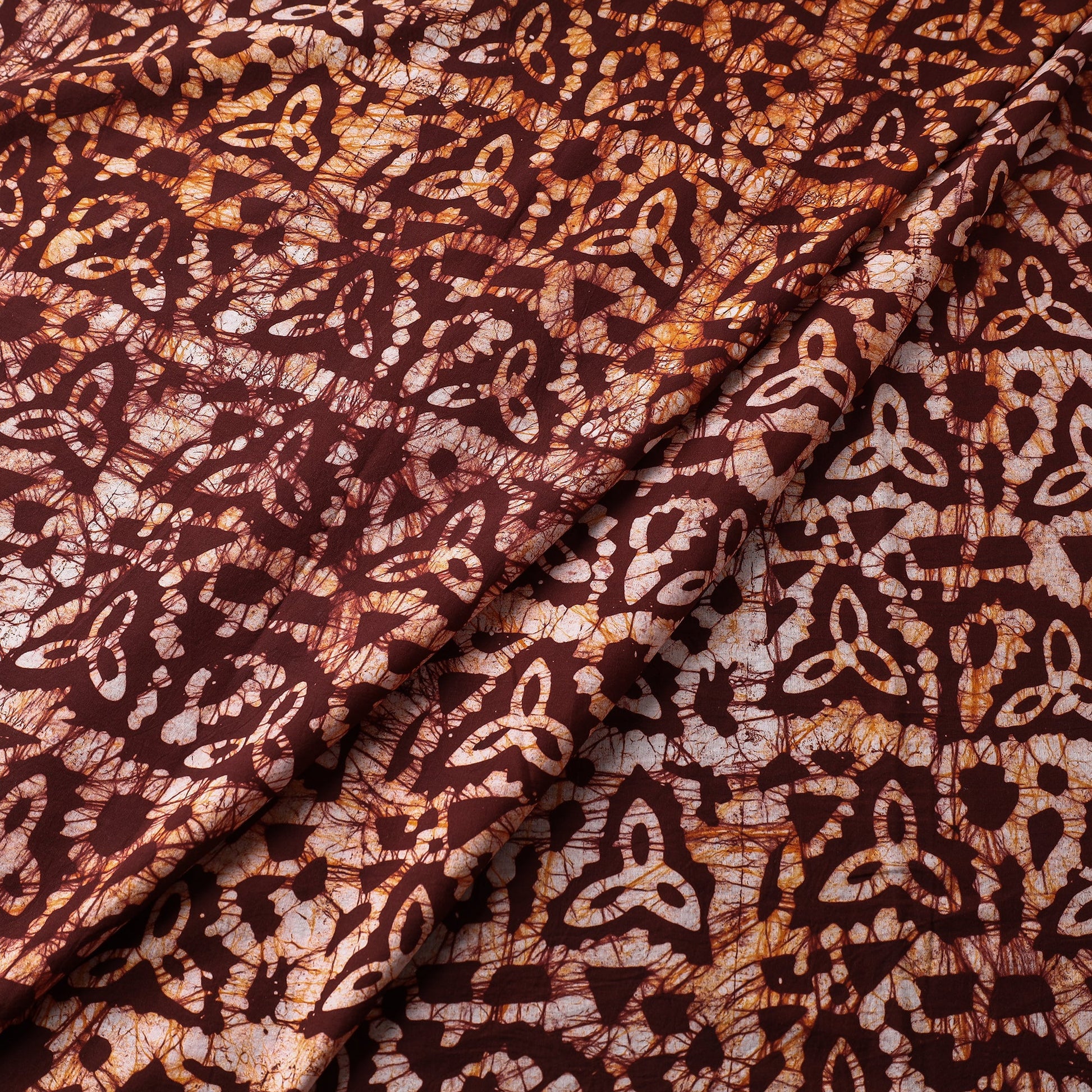Brown - Hand Printed Cotton Batik Fabric